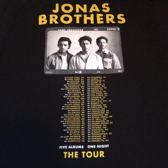 Jonas Brothers 2023 Five Albums One Night Concert Tour Tee Shirt 🦃SALE 🦃 - Picture 2 of 11